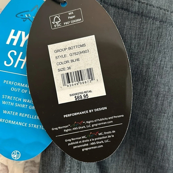 NWT Men’s Greg Norman Dark Gray Hybrid Stretch Shorts, size 36, 9”Inseam Pockets - Picture 5 of 5